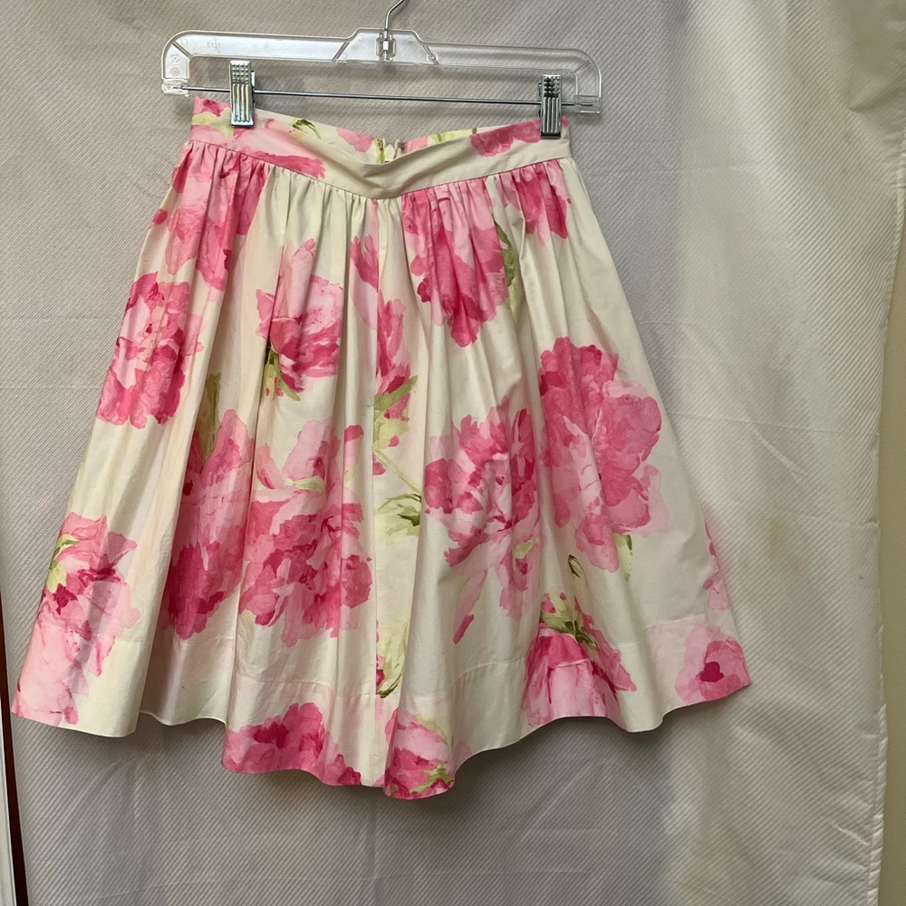 Liz‎ Claiborne Pink and Cream Floral A-Line Skirt 2P